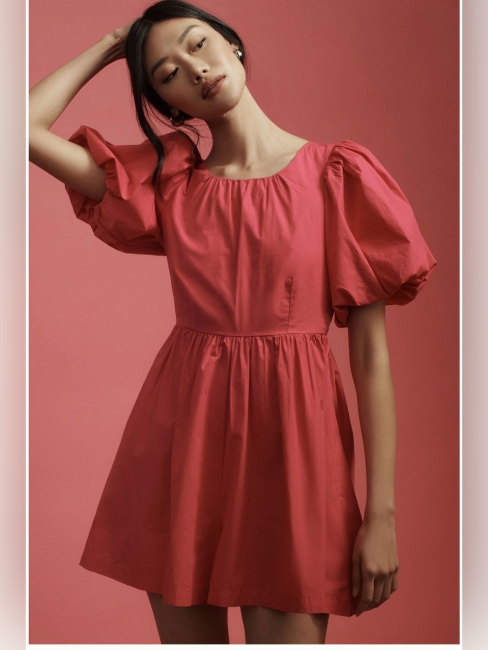 Anthropologie Puff Sleeve Romper NWT Coral Pink Sz 4